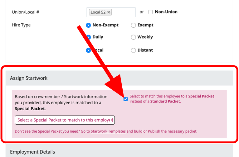 Gatekeeper_Review_Employment_Details_6.12.19_Assign_Startwork_Special_Packet_selection.png